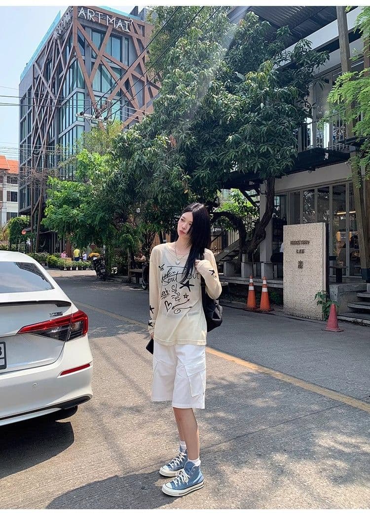 광저우 품질 얇은 스타일 자외선 차단 블라우스 루즈핏 여름 디자인 센스 아메리칸 재미있는 낙서 프린트 맨위 상세 이미지 13