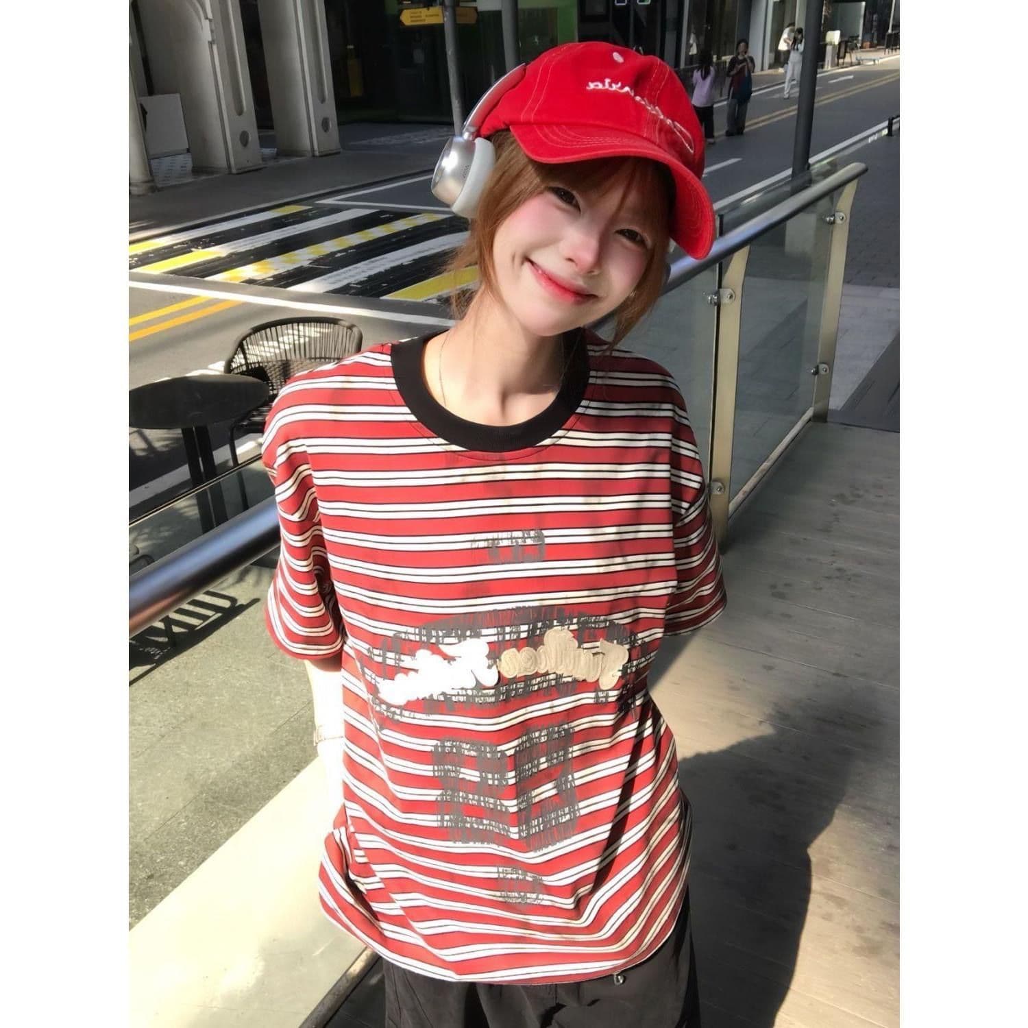 패치 자수 네리 가게 천 프린트 원본 원단 55 면 45 폴리 에스터 반팔 티셔츠 여성 상세 이미지 3