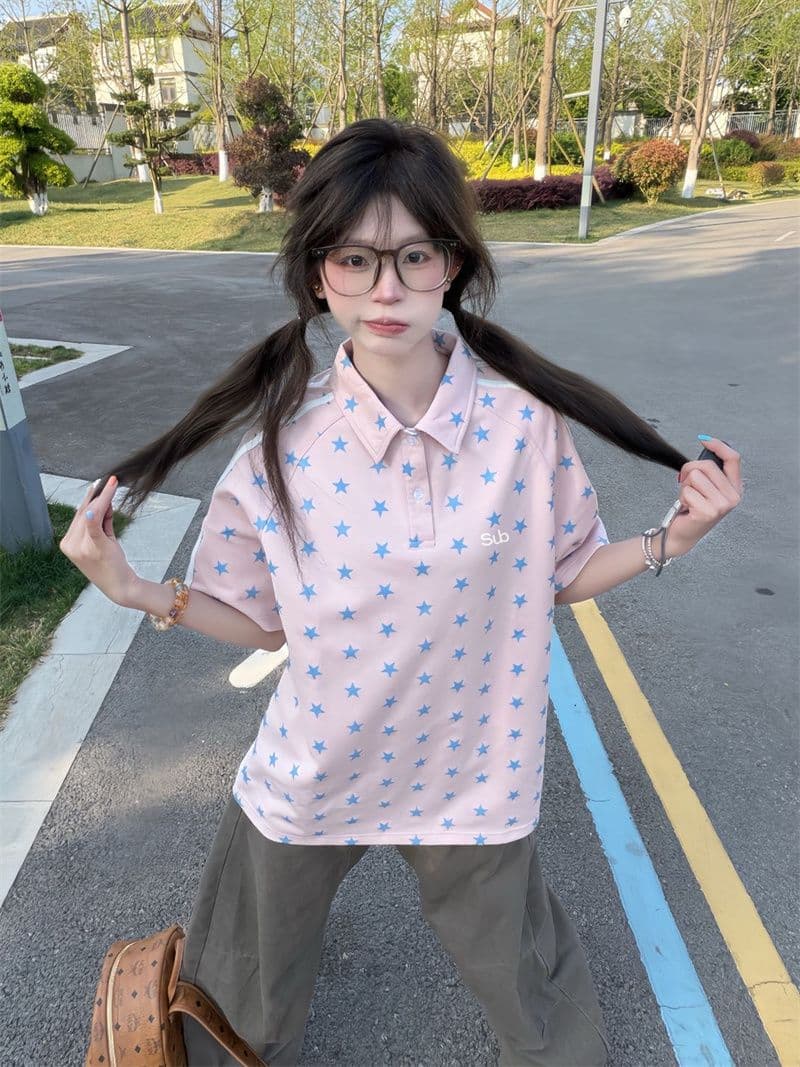 좋은 품질 리본 자수 네리 가게 천 19 지점 220 그램 순면 삽입 어깨 소매 반팔 티셔츠 이미지 3
