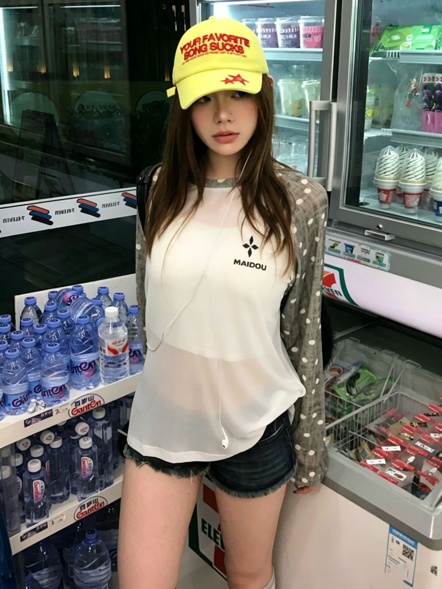 원본 원단 배색 도트 무늬 물리학 자외선 차단 블라우스 여성 여름 삽입 어깨 소매 Tulle 맨위 얇고 가벼운 긴팔 티셔츠 상세 이미지 4