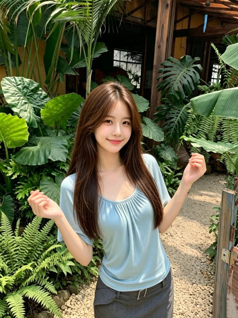 사람들 면 270 그램 디자인 센스 파란색 u 칼라 백리스 반팔 티셔츠 여성 미니멀리즘 다용도 몸매 가꾸기 주름 맨위 이미지 3
