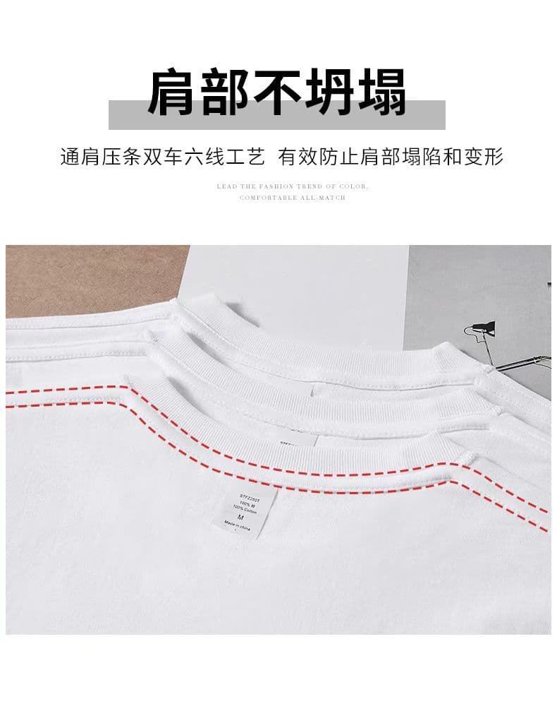 220 그램 빗질하다 순면 이후 패키지 칼라 아메리칸 레트로 루즈핏 라운드 넥 반팔 티셔츠 여성 여름 프린트 맨위 트렌디 상세 이미지 3