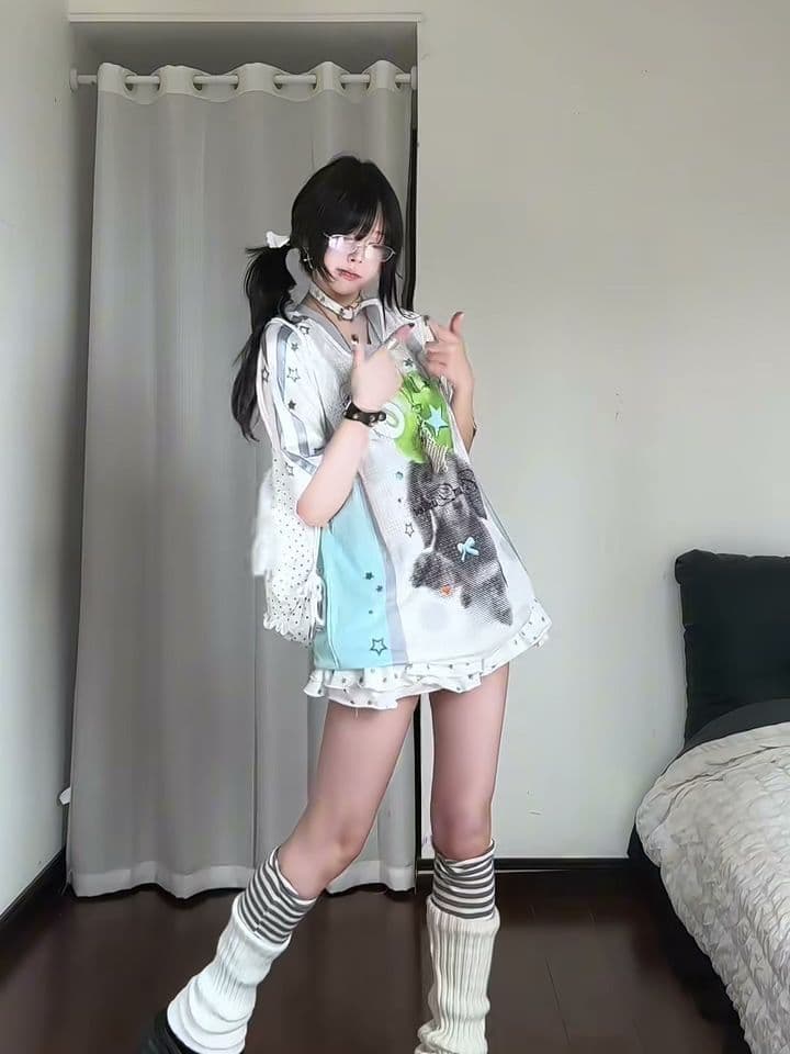 광저우 원단 리브 네클라인 이후 테두리 직분사 프린트 배색 패치워크 색상 반팔 티셔츠 남녀 정가 이미지 4