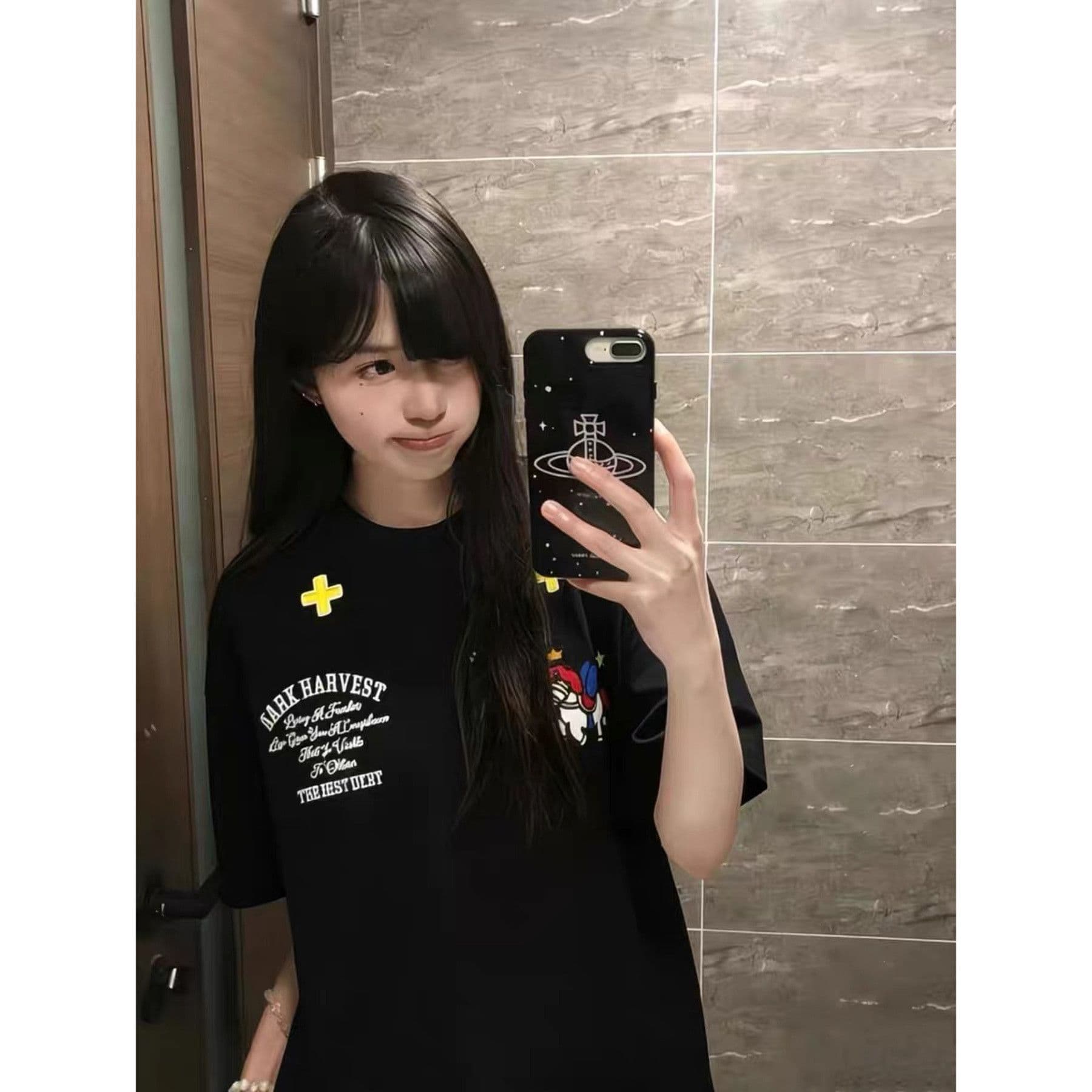 원단 32 230 크 100 순면 수건 자수 디자인 센스 반팔 여름 새로운 작은 대중 커플 상세 이미지 3