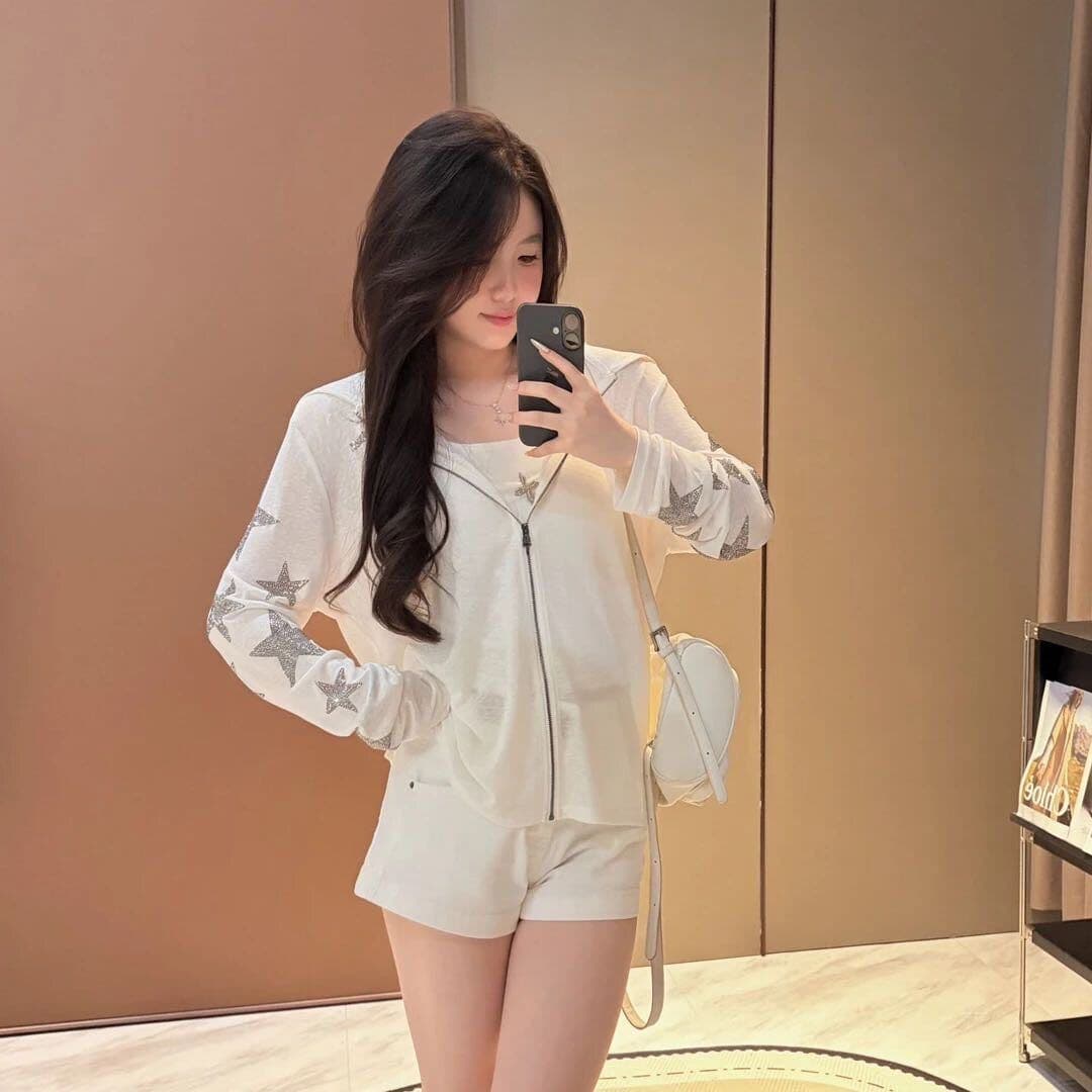 핫픽스 검 지퍼 헤드 모방 눈꽃 면 다용도 화이트 자외선 차단 의류 여성 여름 오픈 가디건 맨위 캐주얼 바람 상세 이미지 16