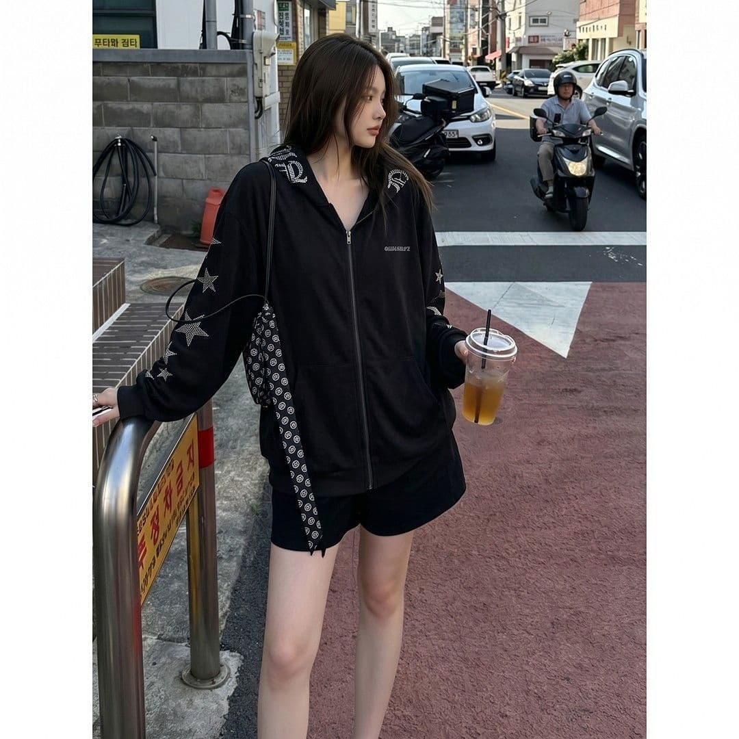 핫픽스 검 지퍼 헤드 모방 눈꽃 면 다용도 화이트 자외선 차단 의류 여성 여름 오픈 가디건 맨위 캐주얼 바람 상세 이미지 28