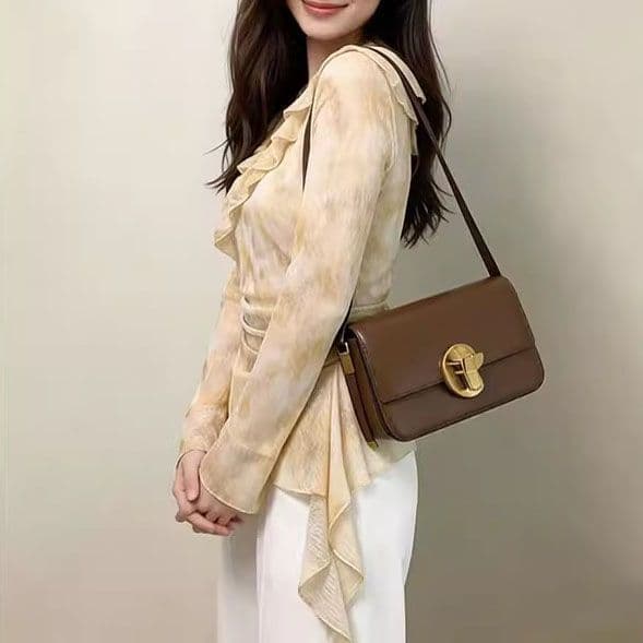 단층 대나무 마디 리브 원본 것 새로운 프랑스식 긴팔 티셔츠 작은 셔츠 슬림해 보이는 V넥 프릴 맨위 여성 상세 이미지 6