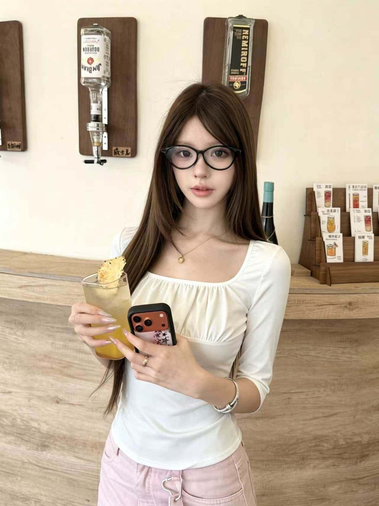 210 그램 40 좋은 면 1 1 프랑스식 달콤함 부드러운 바람 중간 소매 티셔츠 여성 여름 새로운 디자인 센스 맨위 상세 이미지 3