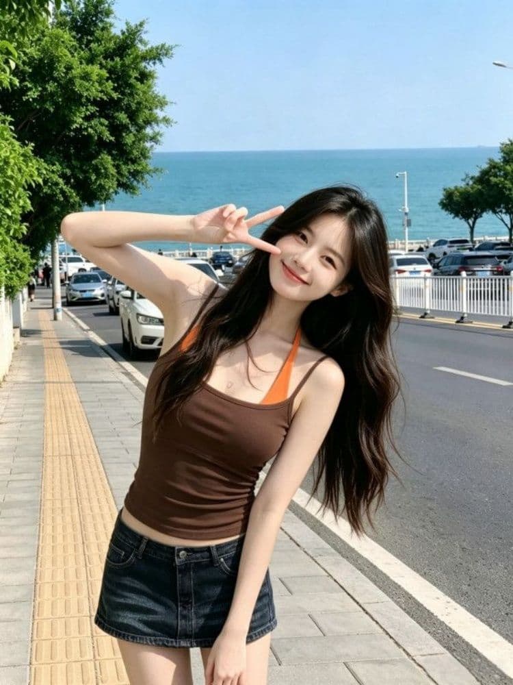 사람들 면 모달 1 1 와 사고 방식 260 그램 패션 페이크 레이어드 디자인 행침 목 여름 패치워크 몸매 가꾸기 여성 이미지 2