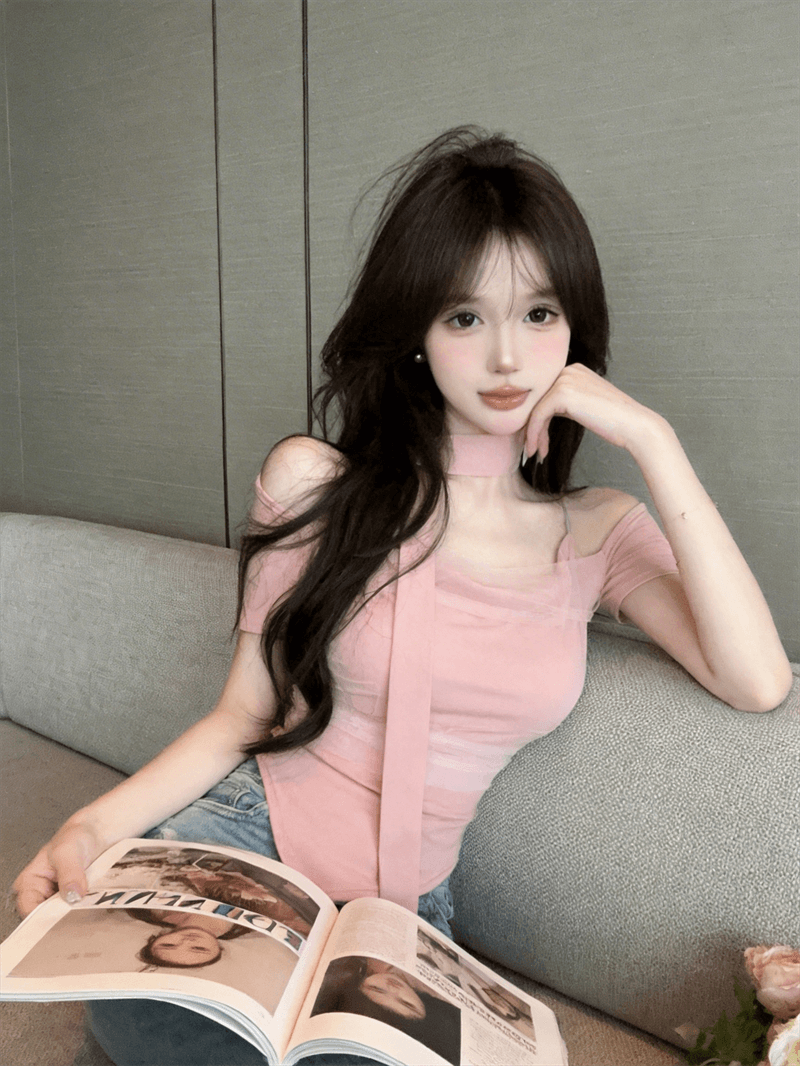 2026 슈퍼 화재 연령 감소 맨위 디자인 센스 오프숄더 불규칙 망사 패치워크 다용도 몸매 가꾸기 반팔 티셔츠 여름 상세 이미지 14