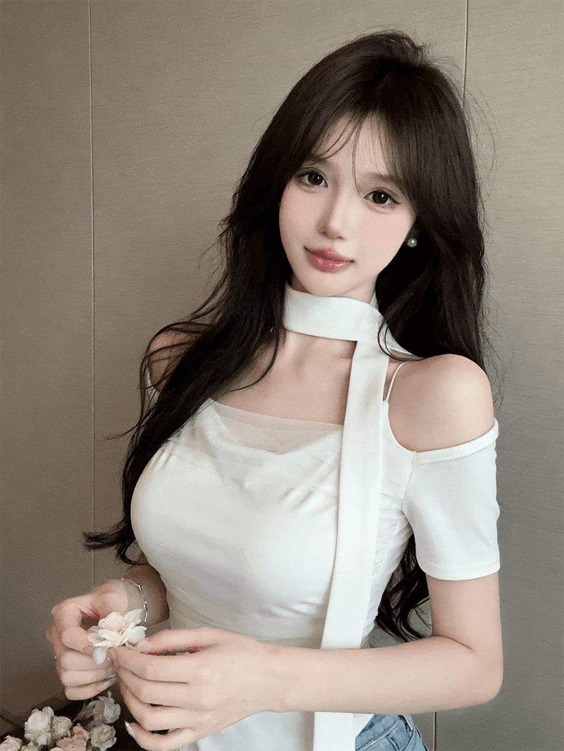 2026 슈퍼 화재 연령 감소 맨위 디자인 센스 오프숄더 불규칙 망사 패치워크 다용도 몸매 가꾸기 반팔 티셔츠 여름 상세 이미지 18