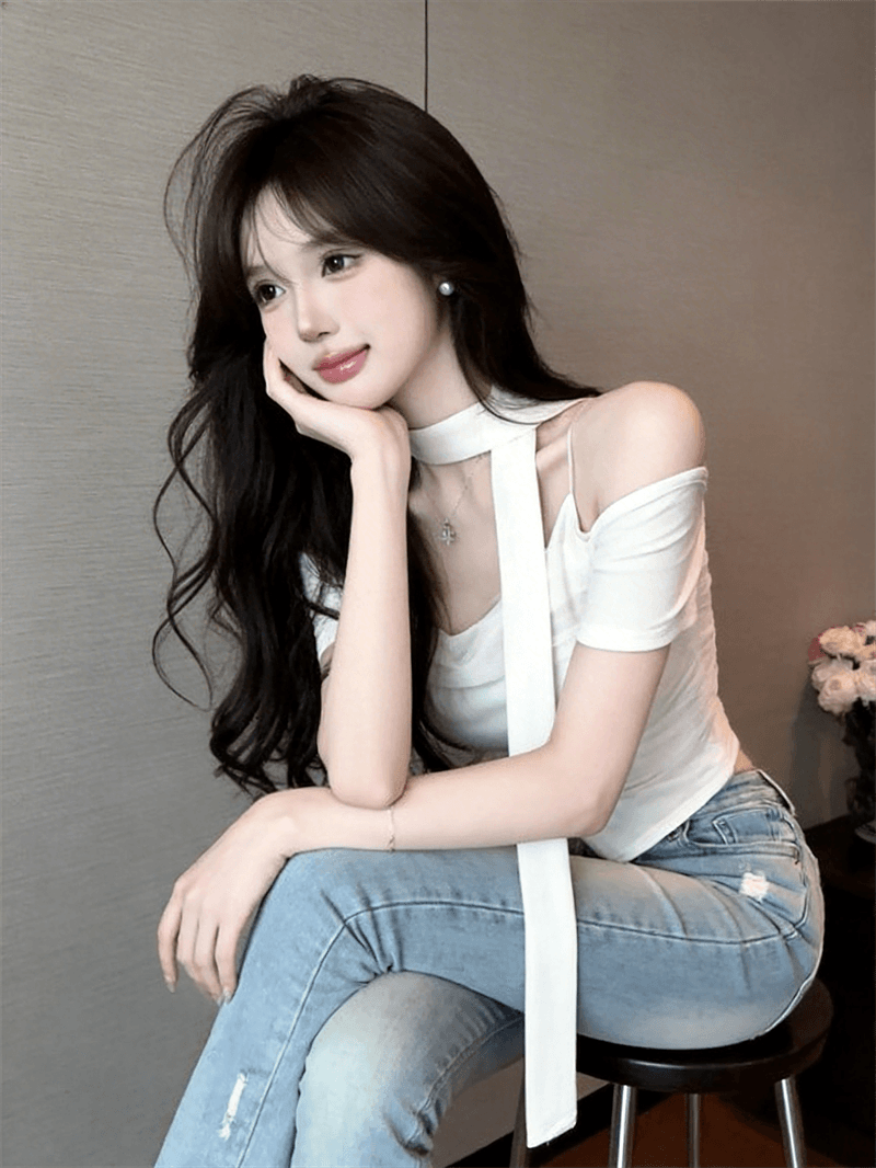 2026 슈퍼 화재 연령 감소 맨위 디자인 센스 오프숄더 불규칙 망사 패치워크 다용도 몸매 가꾸기 반팔 티셔츠 여름 상세 이미지 26