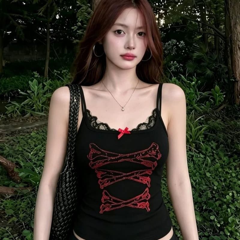 40 순면 아메리칸 핫걸 뼈 핫픽스 레이스 캐미솔 여름 몸매 가꾸기 인사이드 가져 가라. 디자인 센스 맨위 이미지 5