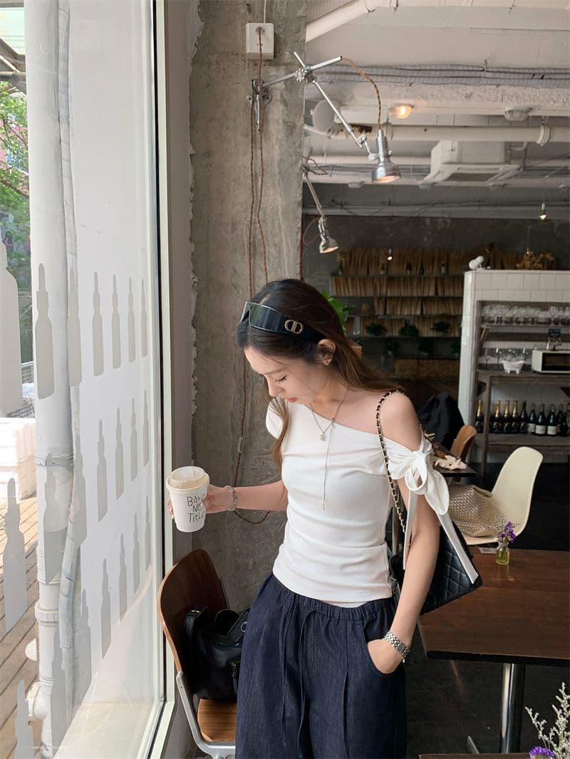 260 그램 1 1 인 면 일방적 인 스트랩 비스듬한 어깨 반팔 티셔츠 디자인 센스 몸매 가꾸기 품격 쇼트 스타일 맨위 상세 이미지 10