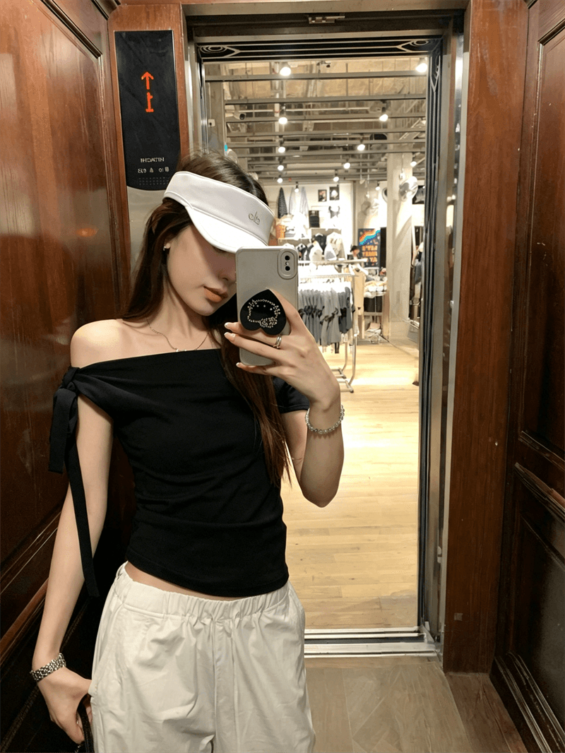 260 그램 1 1 인 면 일방적 인 스트랩 비스듬한 어깨 반팔 티셔츠 디자인 센스 몸매 가꾸기 품격 쇼트 스타일 맨위 상세 이미지 15