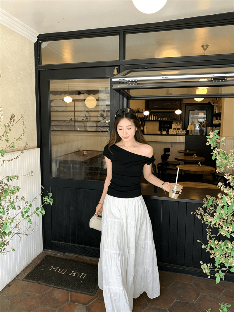 260 그램 1 1 인 면 일방적 인 스트랩 비스듬한 어깨 반팔 티셔츠 디자인 센스 몸매 가꾸기 품격 쇼트 스타일 맨위 상세 이미지 21