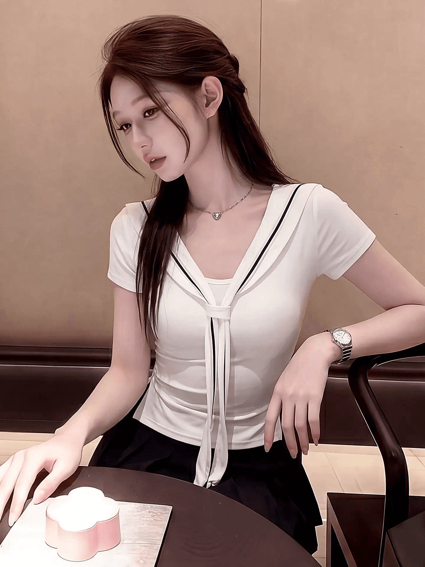40 1 1 오스트리아 세대 서울 좋은 면 220 그램 학원 스타일 품격 화이트 긍정적 인 어깨 반팔 상세 이미지 4