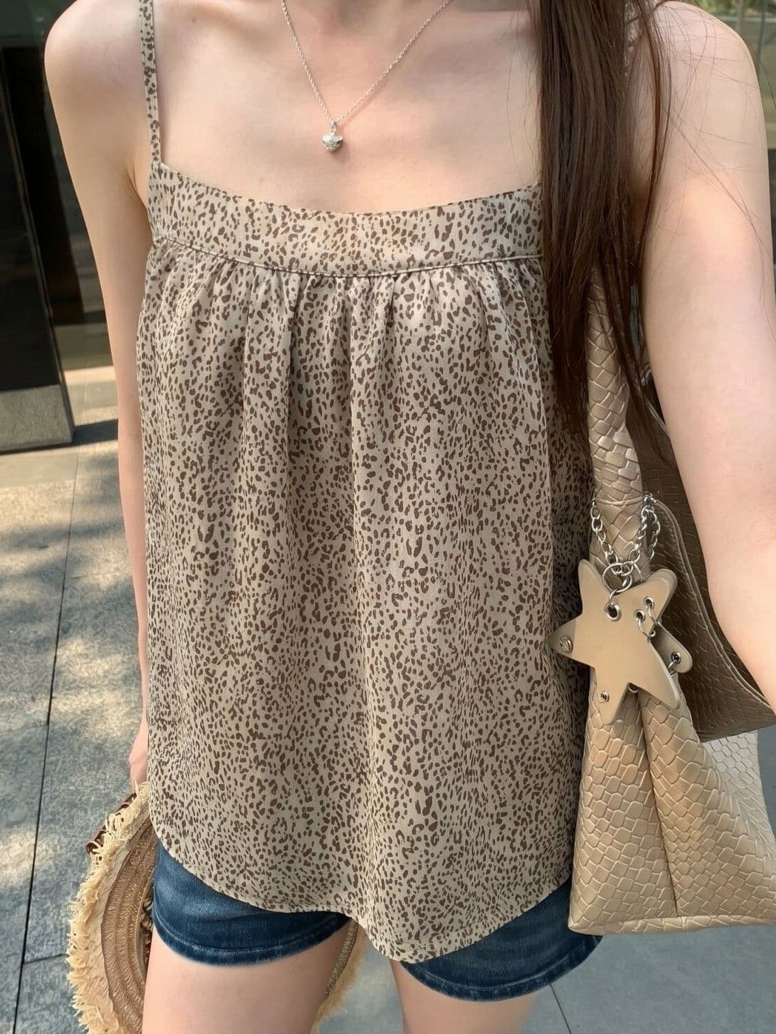 한 부서 레트로 레오파드 무늬 슬립 민소매 조끼 여성 여름 새로운 순수한 욕망 바람 인사이드 가져 가라. 도루 센스 작은 대중 핫걸 맨위 이미지 2