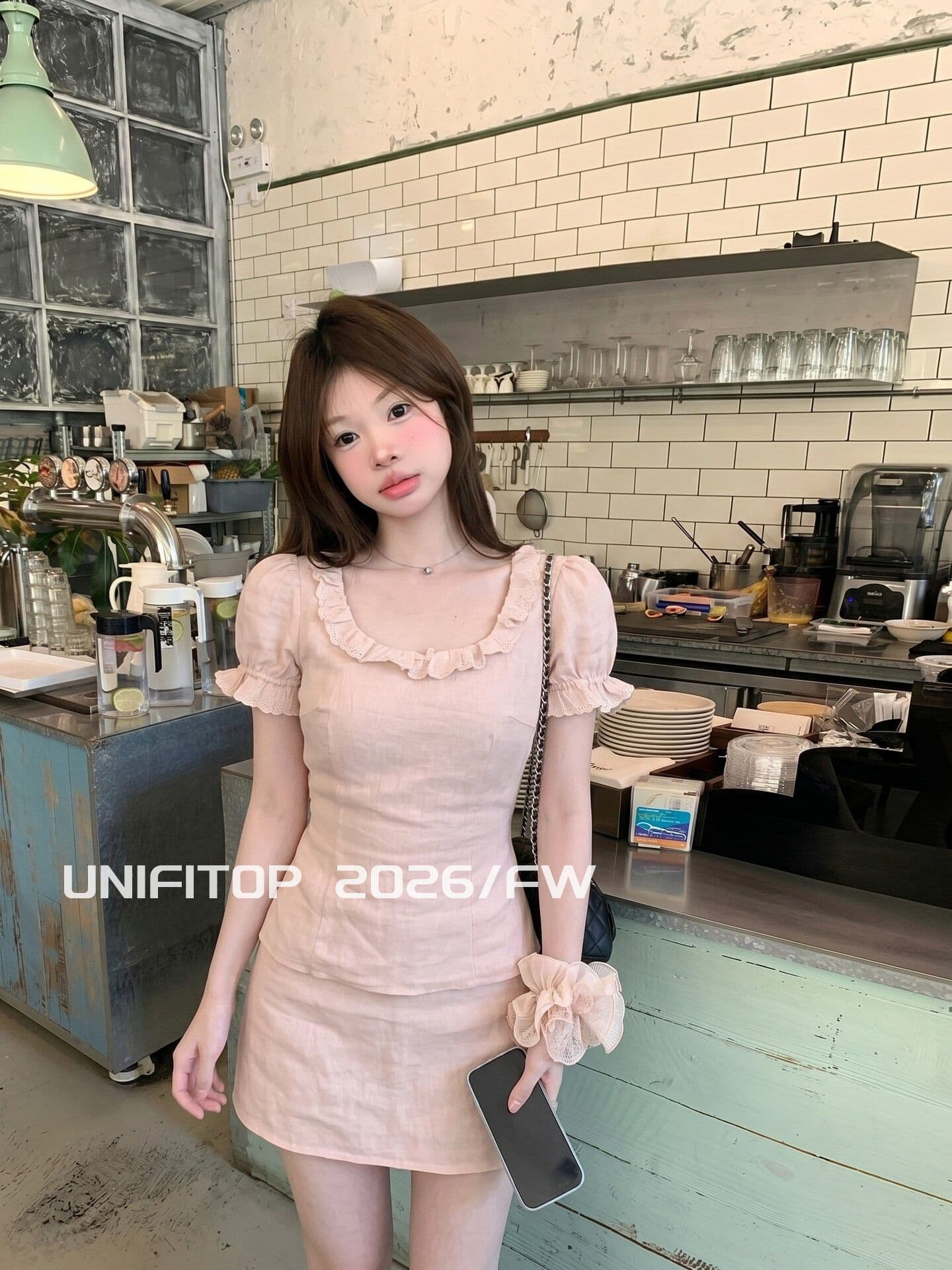 모래 면 평직 달콤한 스타일 레이스 반팔 여성 셔츠 여름 새로운 한 부서 디자인 센스 허리 수축 디스플레이 얇고 작은 맨위 상세 이미지 2