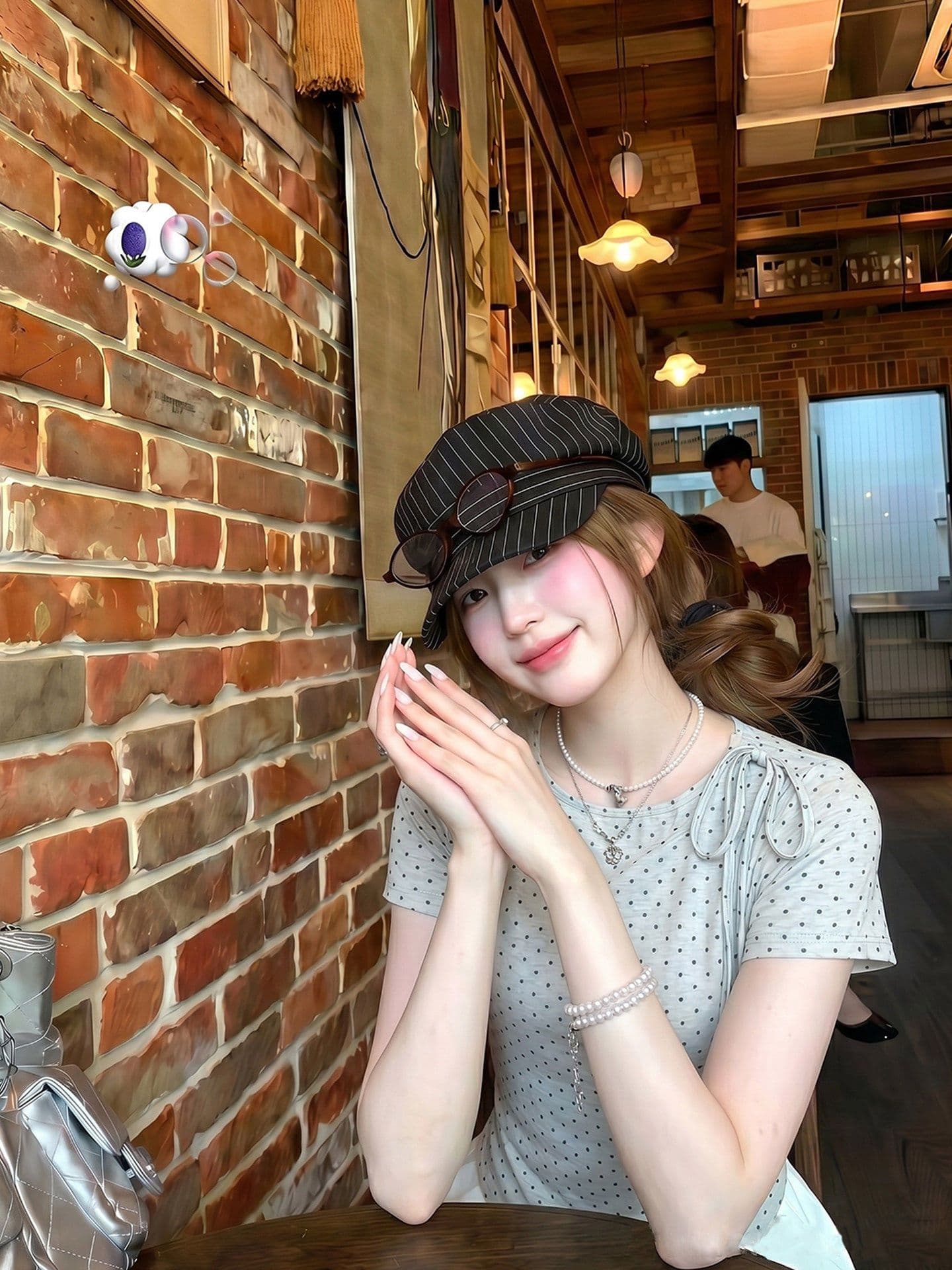 원본 것 회색 도트 무늬 반팔 티셔츠 여성 여름 라운드 넥 캐주얼 패션 스트랩 한 첨부 된 의류 상세 이미지 5