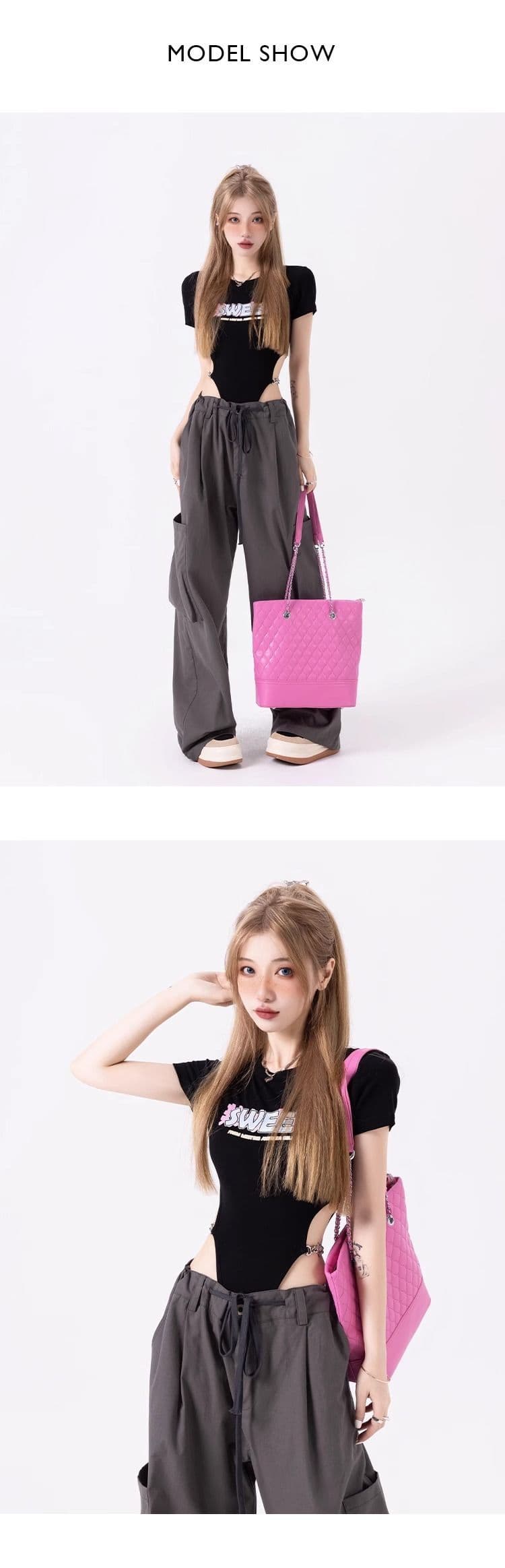 핫걸 검정색 반팔 티셔츠 여성 여름 올인원 의류 이슬 허리 몸매 가꾸기 올인원 맨위 작은 대중 디자인 센스 상세 이미지 2