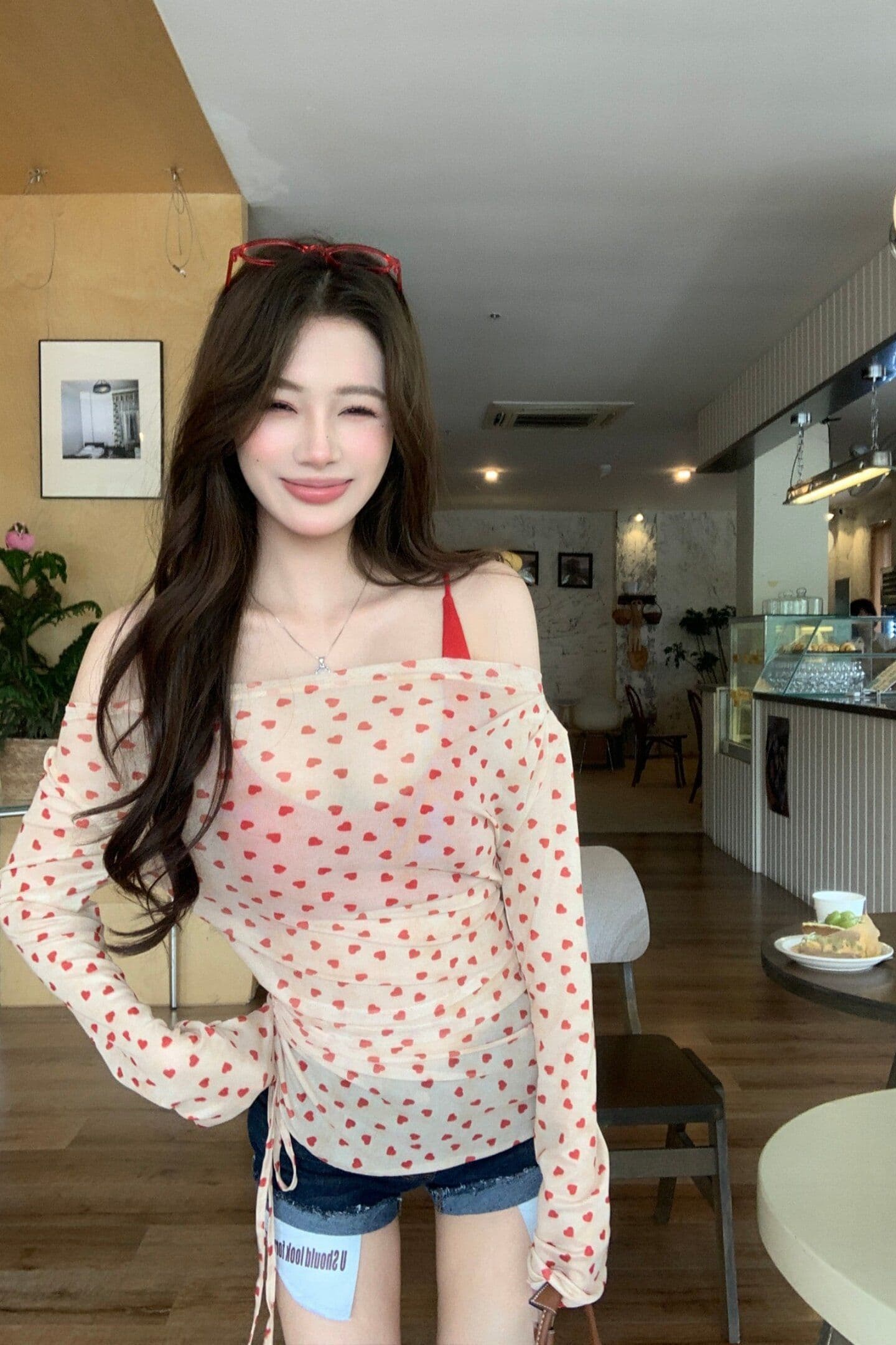 원본 가슴 패드 핫걸 하트 망사 티셔츠 인사이드 가져 가라. 행침 목 조끼 여성 여름 해변가 휴가 바람 태국 사람 스타일 상세 이미지 13