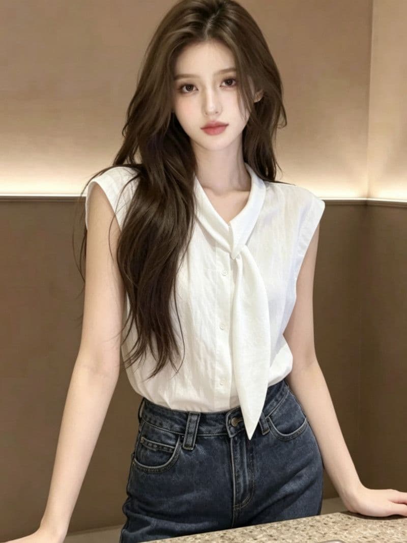 폴리 에스터 브로케이드 주름 원본 천 이후 패키지 한 부서 부드러운 품격 여성 셔츠 여름 화이트 작은 날다 소매 다용도 맨위 상세 이미지 2