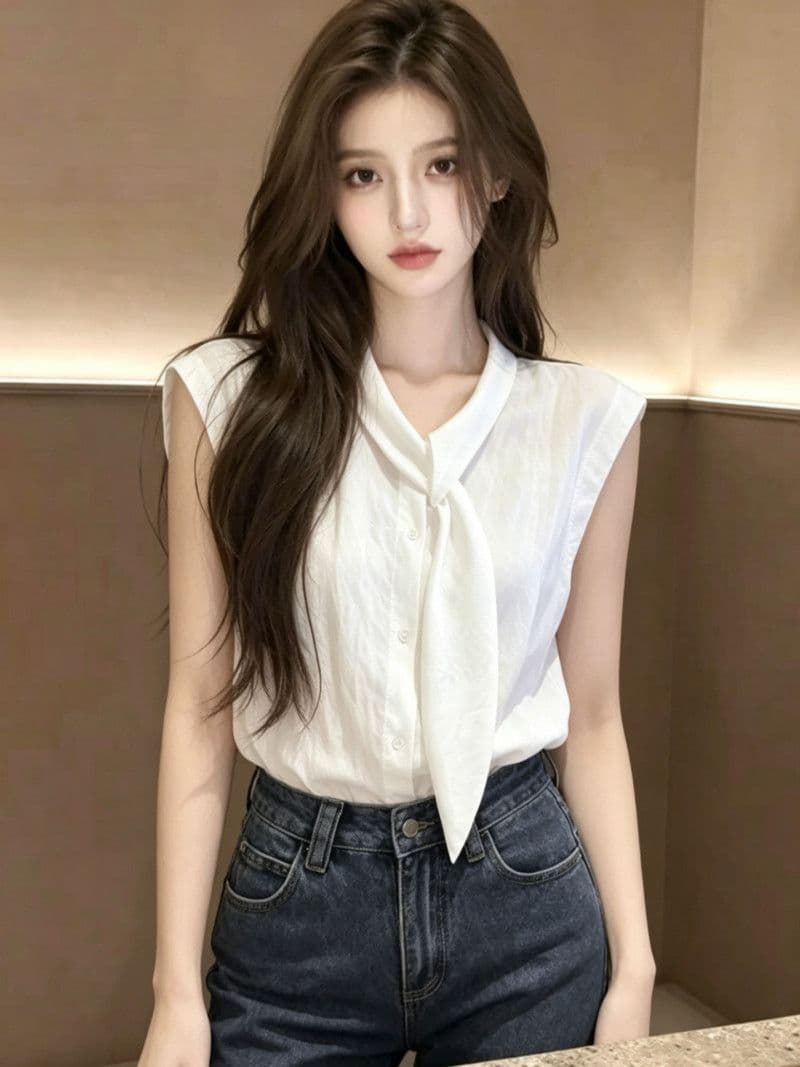 폴리 에스터 브로케이드 주름 원본 천 이후 패키지 한 부서 부드러운 품격 여성 셔츠 여름 화이트 작은 날다 소매 다용도 맨위 상세 이미지 4