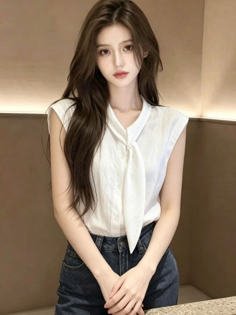 폴리 에스터 브로케이드 주름 원본 천 이후 패키지 한 부서 부드러운 품격 여성 셔츠 여름 화이트 작은 날다 소매 다용도 맨위 상세 이미지 5
