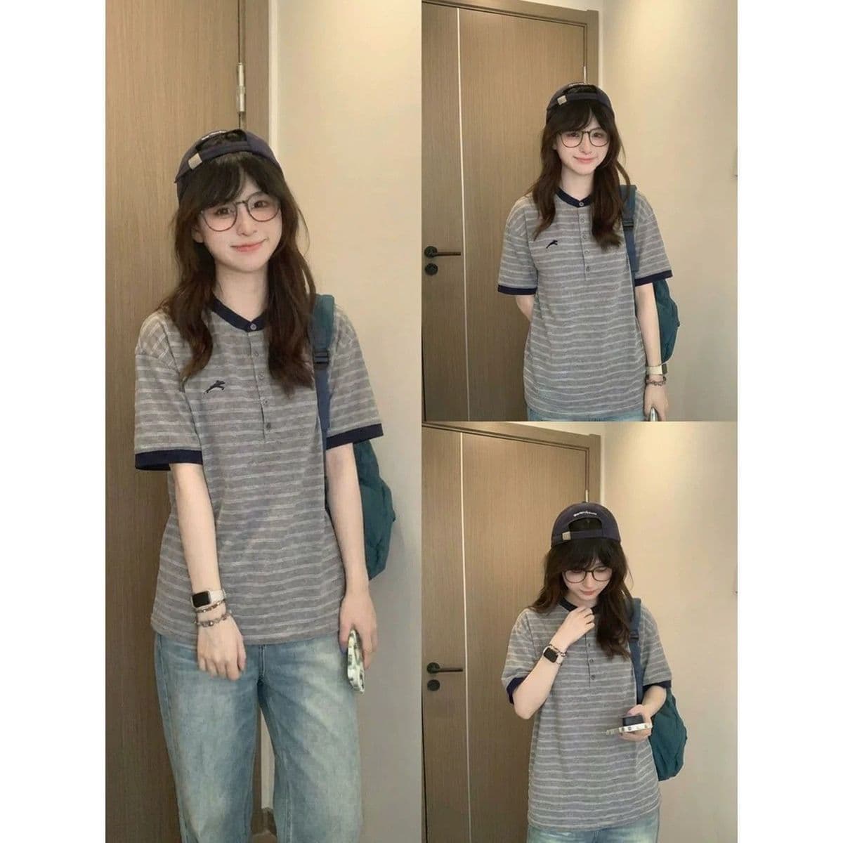 광저우 원단 60 면 40 폴리 에스터 이후 패키지 칼라 뒤로 3 차원 자수 반팔 티셔츠 남녀 정가 상세 이미지 6