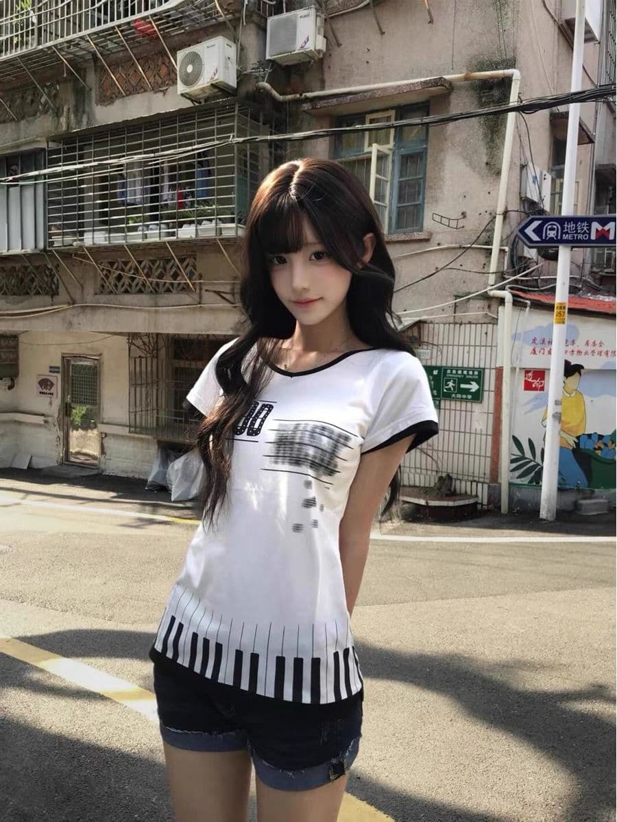 프린트 보안 버클 행침 카드 40 순면 230 크 반팔 s-xl 이미지 4