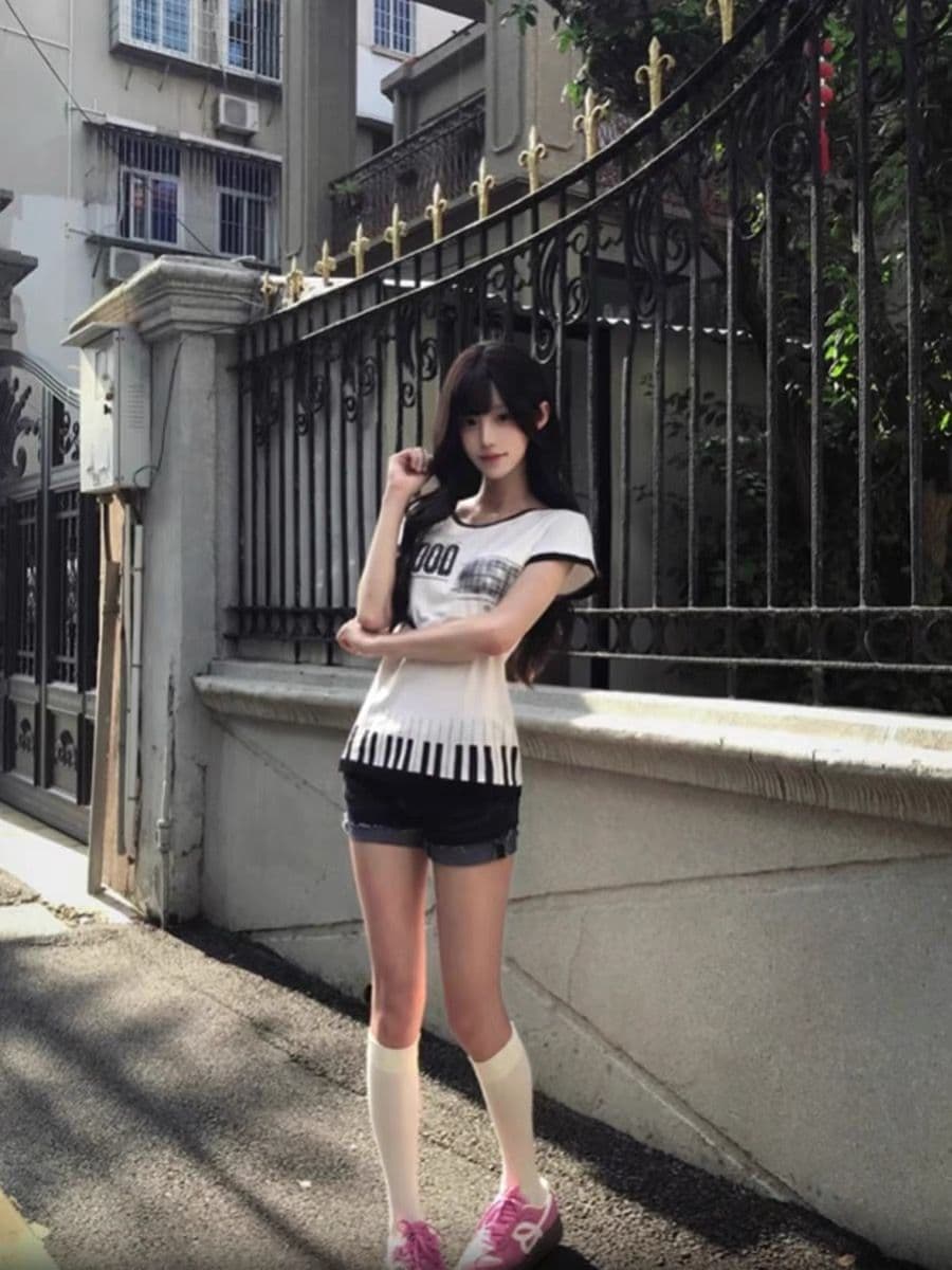 프린트 보안 버클 행침 카드 40 순면 230 크 반팔 s-xl 이미지 2