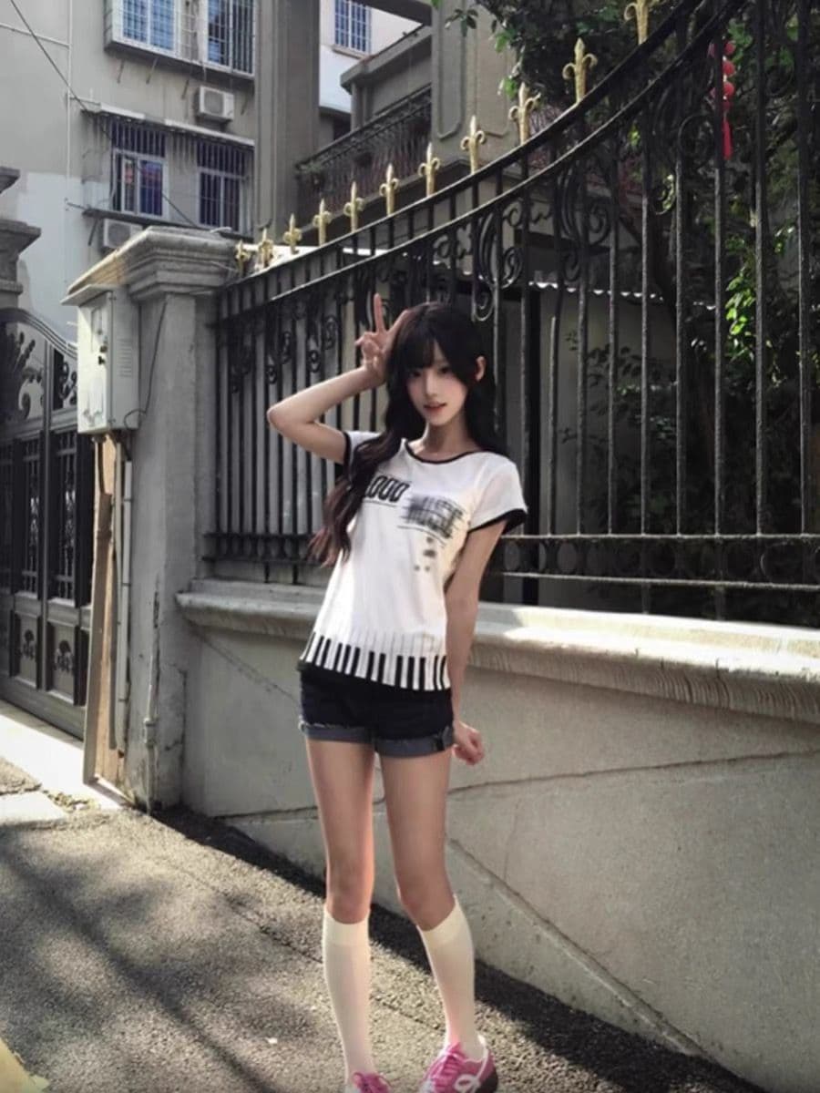 프린트 보안 버클 행침 카드 40 순면 230 크 반팔 s-xl 상세 이미지 6