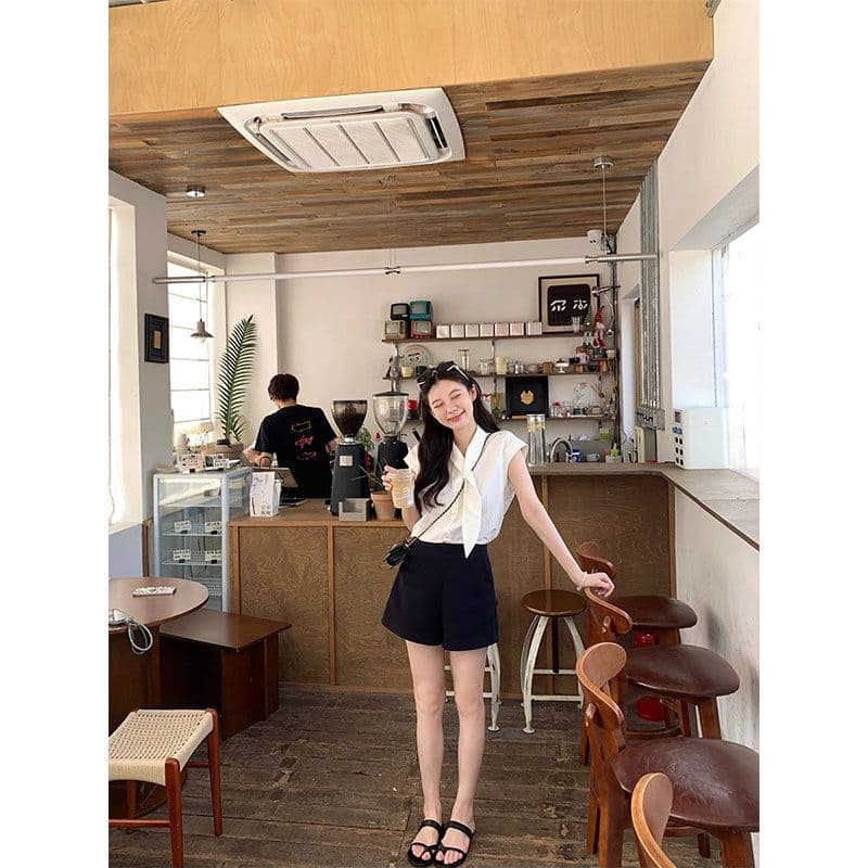 프랑스식 순수한 욕망 달콤함 작은 키 품격 화이트 여름 새로운 허리 수축 슬림해 보이는 고급 센스 셔츠 이미지 3
