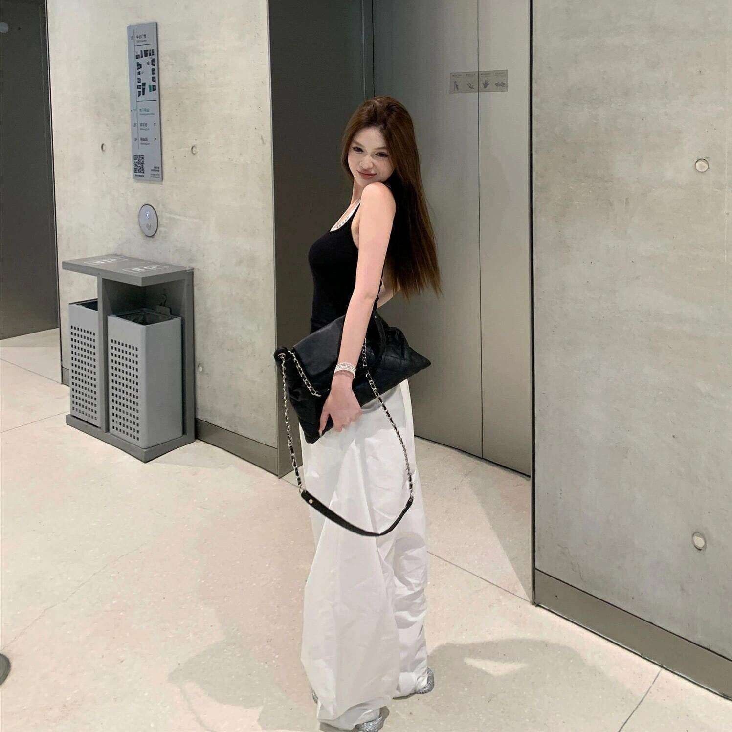 외출용 슬림해 보이는 민소매 핫걸 착용 가져 가라. 징 배색 캐미솔 여름 거리 밖 맨위 상세 이미지 2