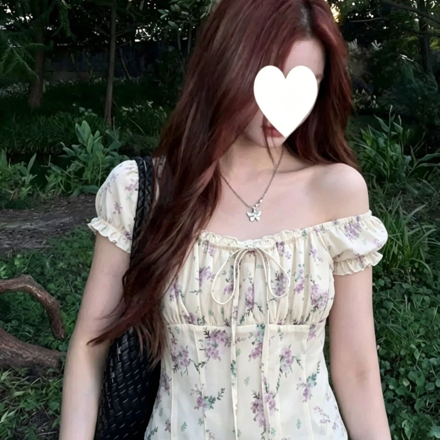프랑스식 달콤함 꽃무늬 거품 소매 광장 칼라 반팔 여성 셔츠 여름 몸매 가꾸기 슬림해 보이는 허리 수축 작은 셔츠 레이스업 맨위 이미지 3