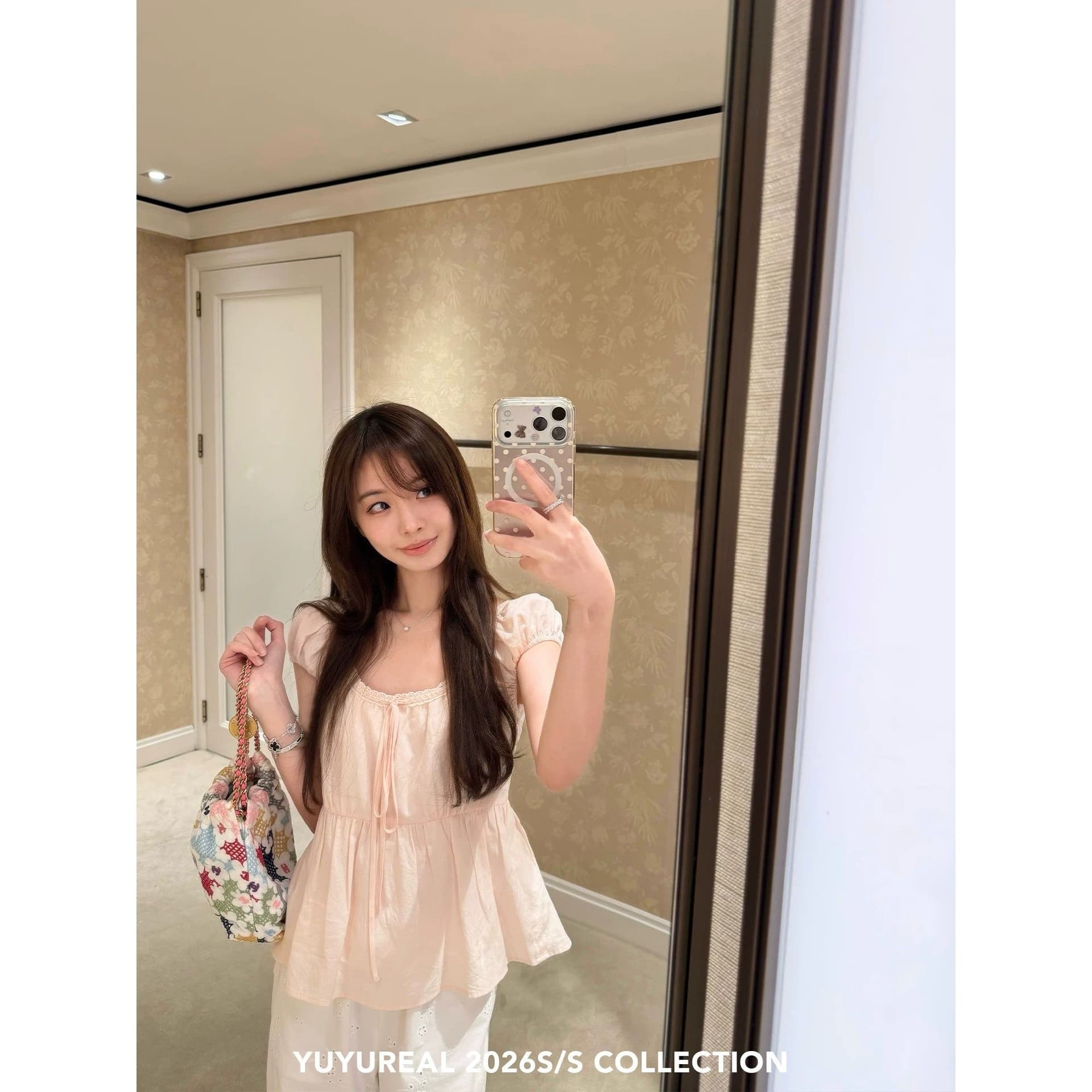 플러그 웨스트 리 아시아 인 낭만주의 레이스 레이스 주간 실크 라미 작은 맨위 여성 의류 u 칼라 반팔
