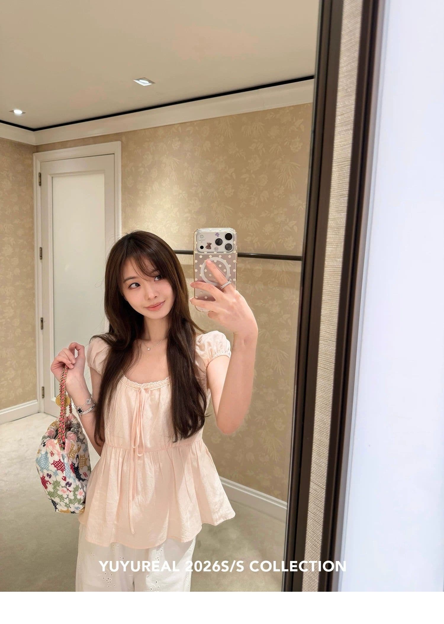 플러그 웨스트 리 아시아 인 낭만주의 레이스 레이스 주간 실크 라미 작은 맨위 여성 의류 u 칼라 반팔 상세 이미지 10