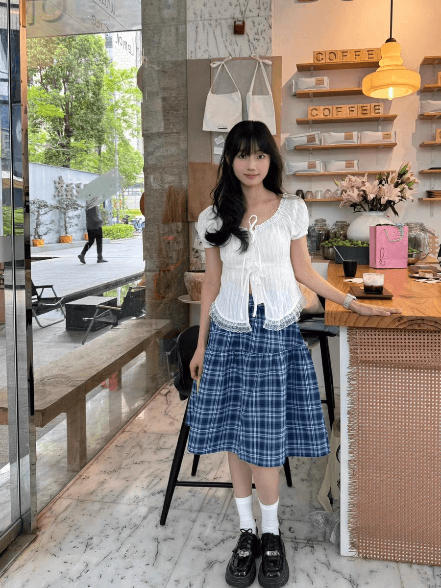 프랑스식 달콤함 레이스 측면 스트랩 화이트 반팔 여성 셔츠 여름 새로운 디자인 센스 몸매 가꾸기 슬림해 보이는 한 첨부 된 의류 상세 이미지 13