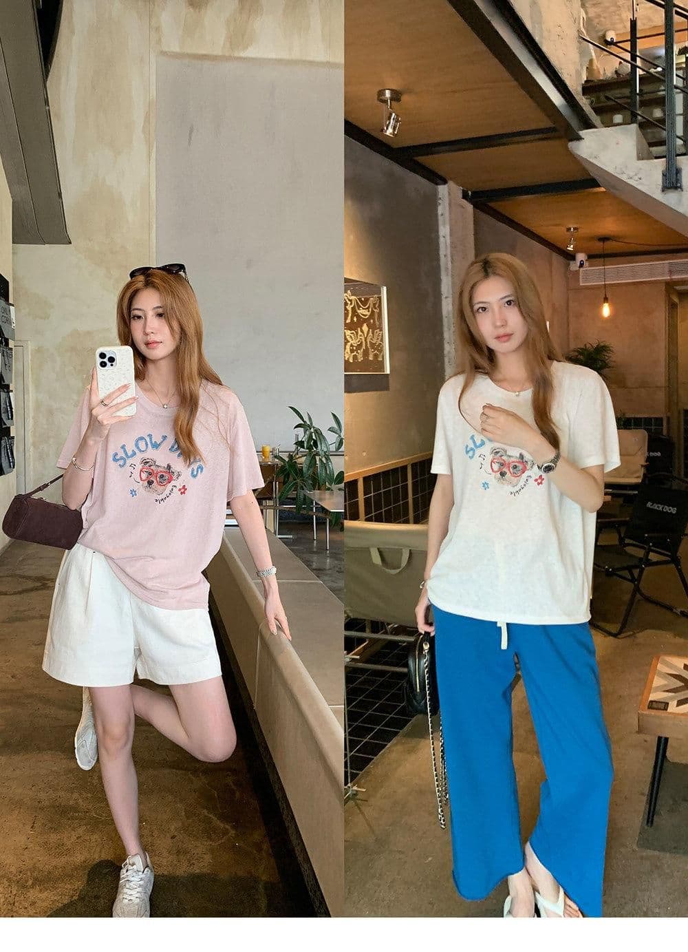165g 눈꽃 면 75 집결하다 섬유 25 감기 센스 눈꽃 면 멩 이자 낙서 안경 강아지 반팔 티셔츠 여성 상세 이미지 17