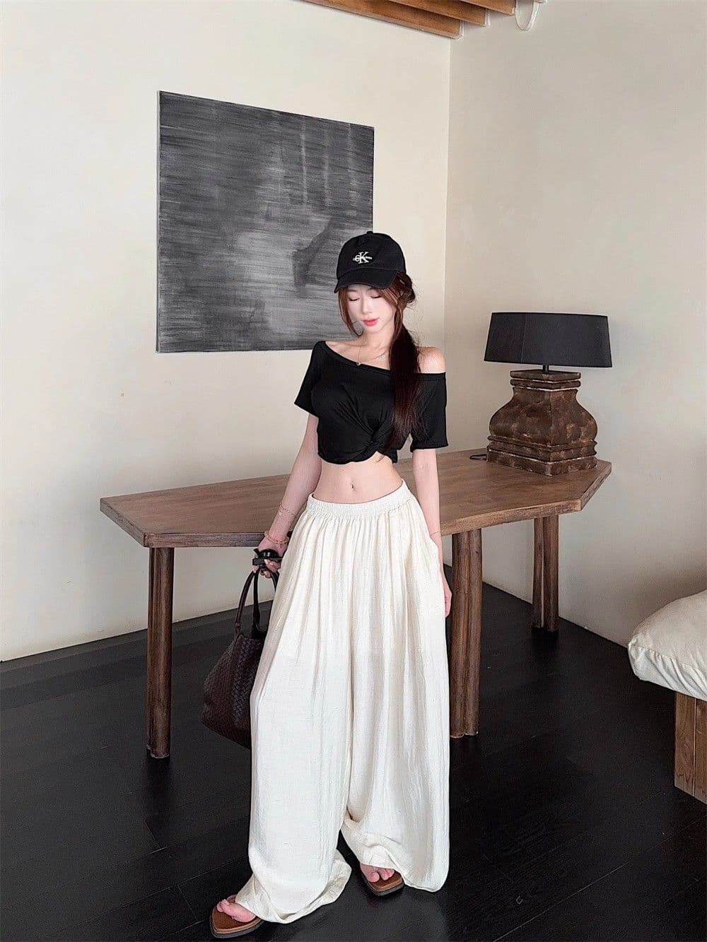 달콤한 매운맛 바람 비스듬한 칼라 오프숄더 핫걸 쇼트 스타일 이슬 뼈의 맨위 한 부서 ins 여름 신제품 다용도 회색 캐주얼 티셔츠 상세 이미지 26