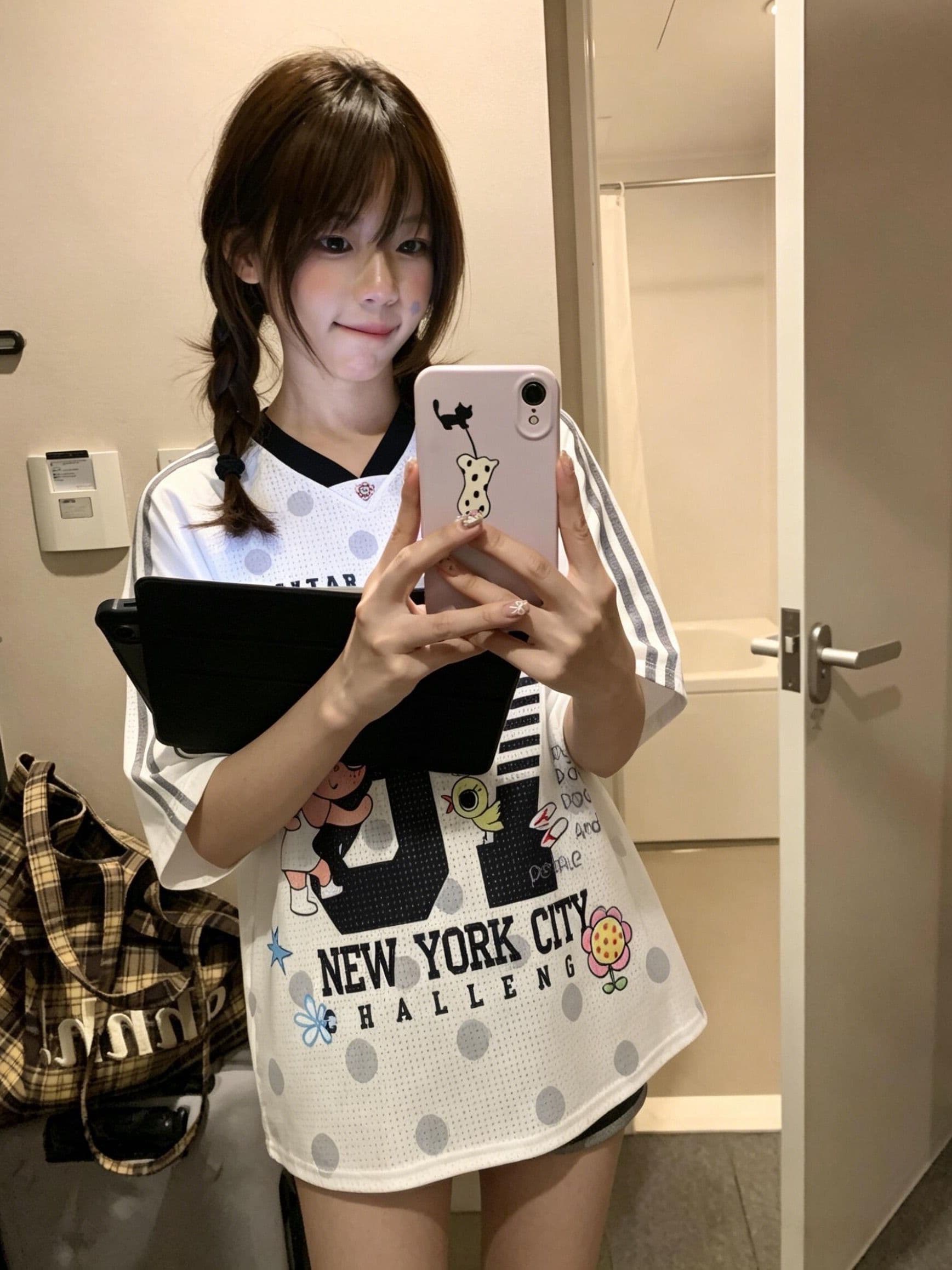 원본 명중 이사회 좋은 품질 원본 네클라인 광저우 원단 V넥 반팔 티셔츠 여성 이미지 3