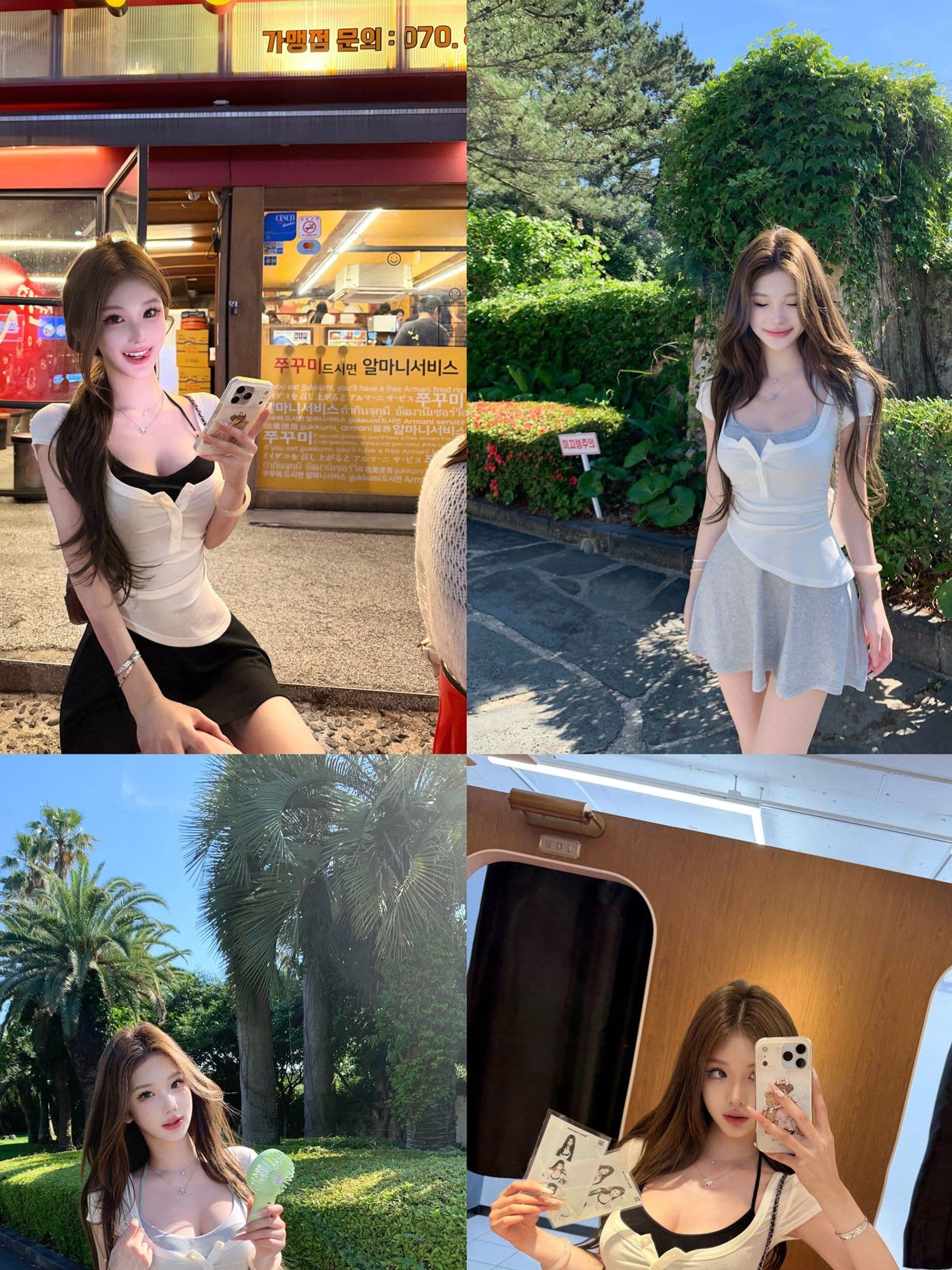 양모 대 u 칼라 비스듬한 진자 허리 수축 핫걸 단추 티셔츠 순수한 욕망 행침 목 니트 슬립 플리츠 스커트 여름 투피스 세트 이미지 3