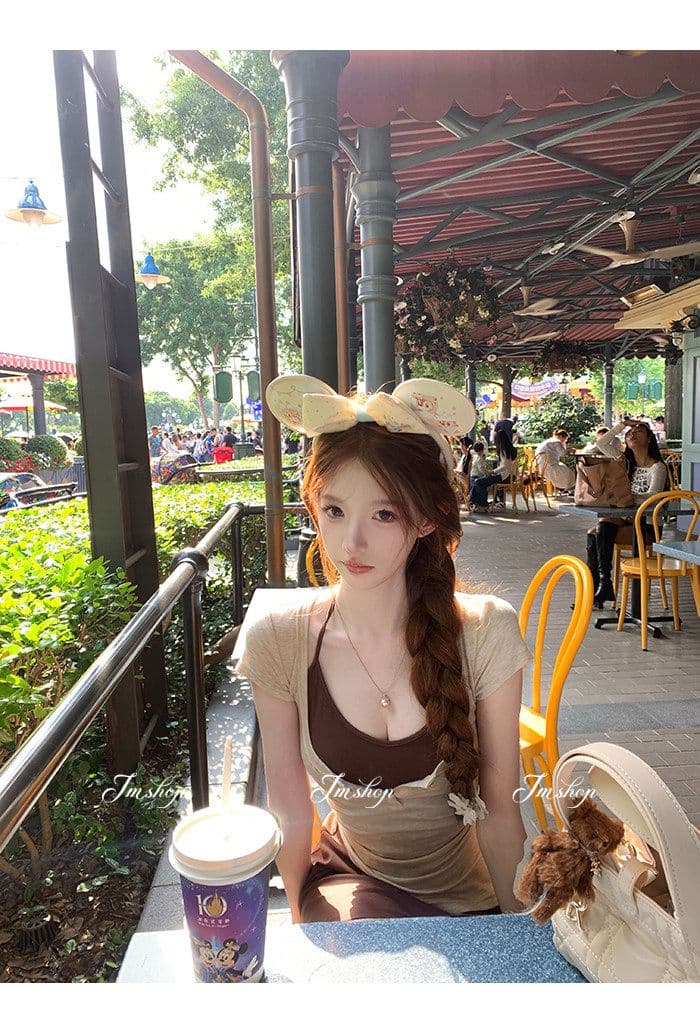 양모 대 u 칼라 비스듬한 진자 허리 수축 핫걸 단추 티셔츠 순수한 욕망 행침 목 니트 슬립 플리츠 스커트 여름 투피스 세트 상세 이미지 22