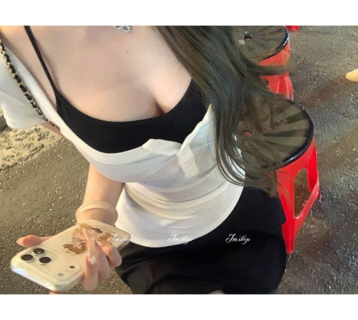 양모 대 u 칼라 비스듬한 진자 허리 수축 핫걸 단추 티셔츠 순수한 욕망 행침 목 니트 슬립 플리츠 스커트 여름 투피스 세트 상세 이미지 25
