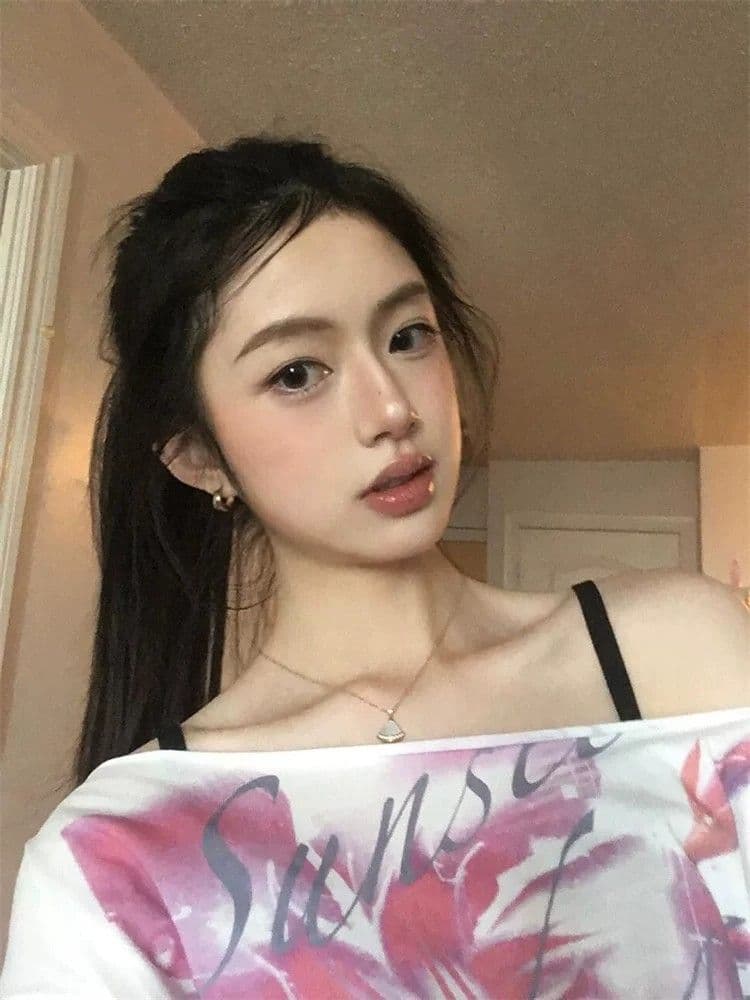 경관 그림 원본 품질 달콤함 소녀 오프숄더 티셔츠 여성 프린트 반팔 맨위 상세 이미지 11