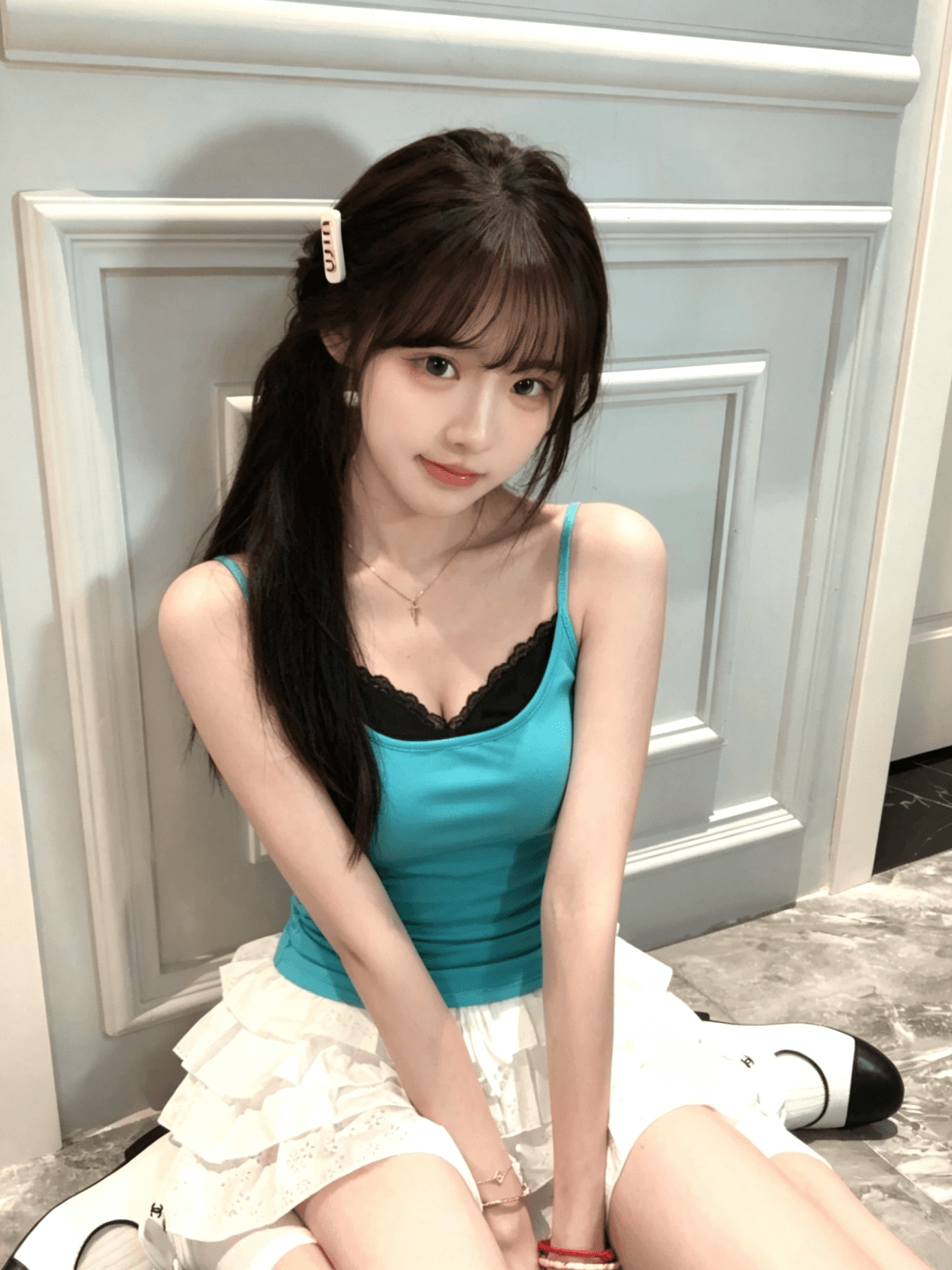 경관 그림 1 1 40 순면 210 그램 분위기 센스 페이크 레이어드 레이스 조각 슬립 여성 몸매 가꾸기 맨위 이미지 3