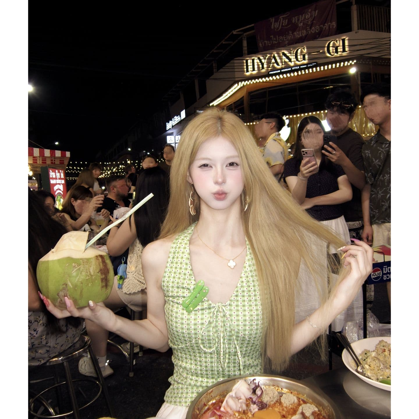 원본 것 핫걸 V넥 녹색 행침 목 슬립 맨위 도파민 ins 조끼