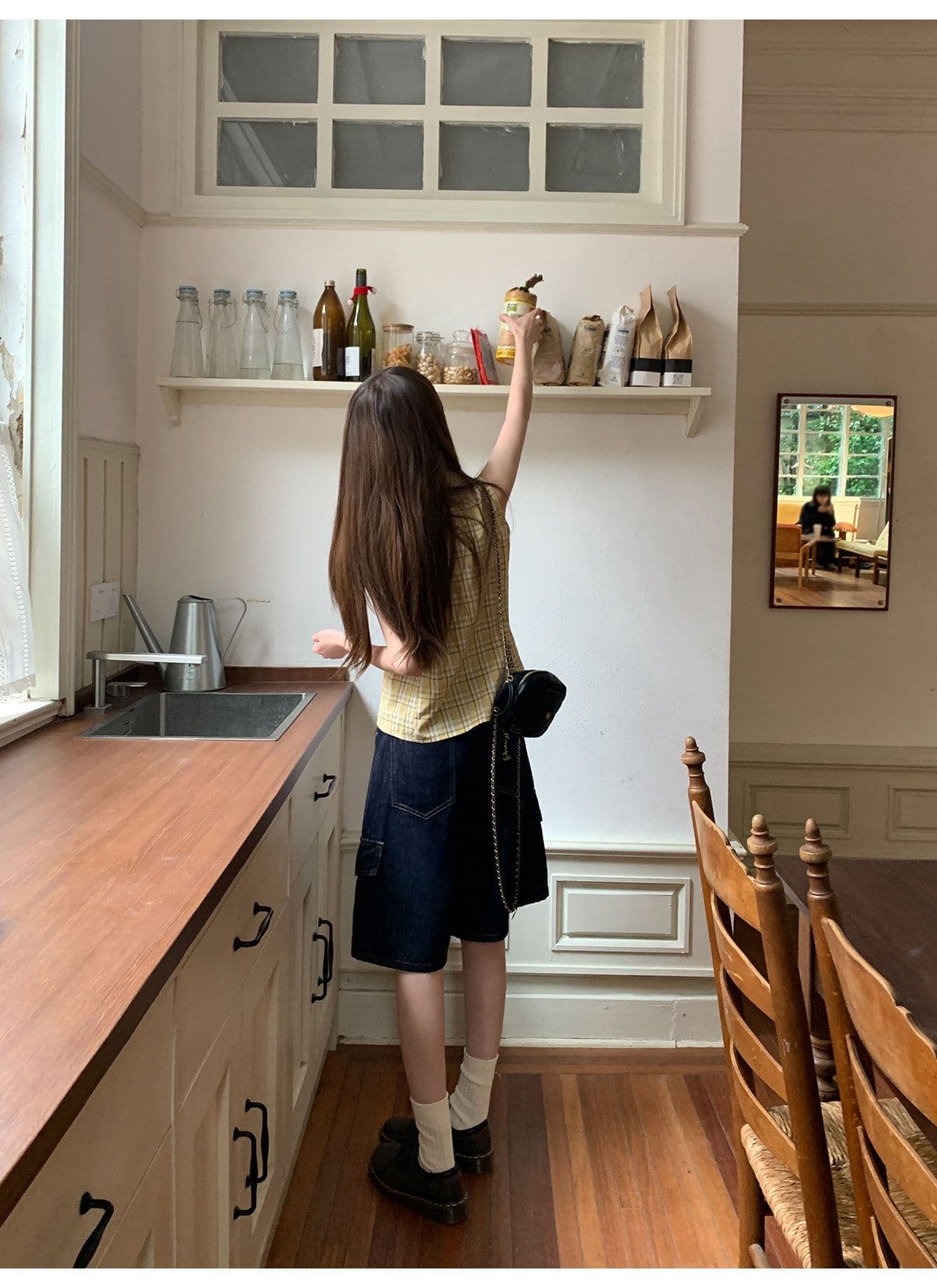 안녕하세요. 대포 디자인 센스 폴로 칼라 민소매 여성 셔츠 여름 새로운 체크무늬 작은 셔츠 캐주얼 다용도 맨위 트렌디 상세 이미지 17