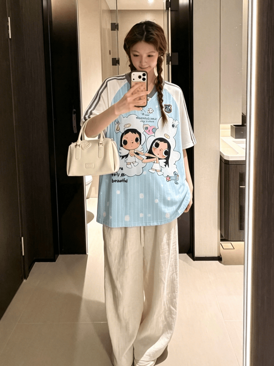 광저우 원본 원단 리브 칼라 리본 트리플 바 비 프린트 바 패키지 칼라 전체 다림질 생방송 품질 이미지 3